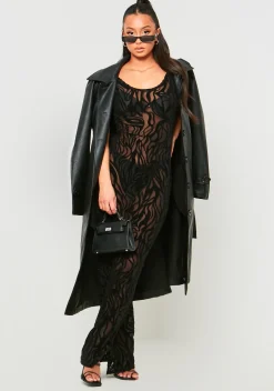 Cheap Davina Black Devore Maxi Dress Women Dresses
