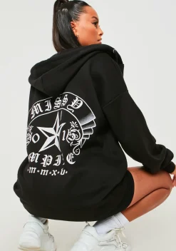Devika Black Star Print Hoodie^Missy Empire Cheap