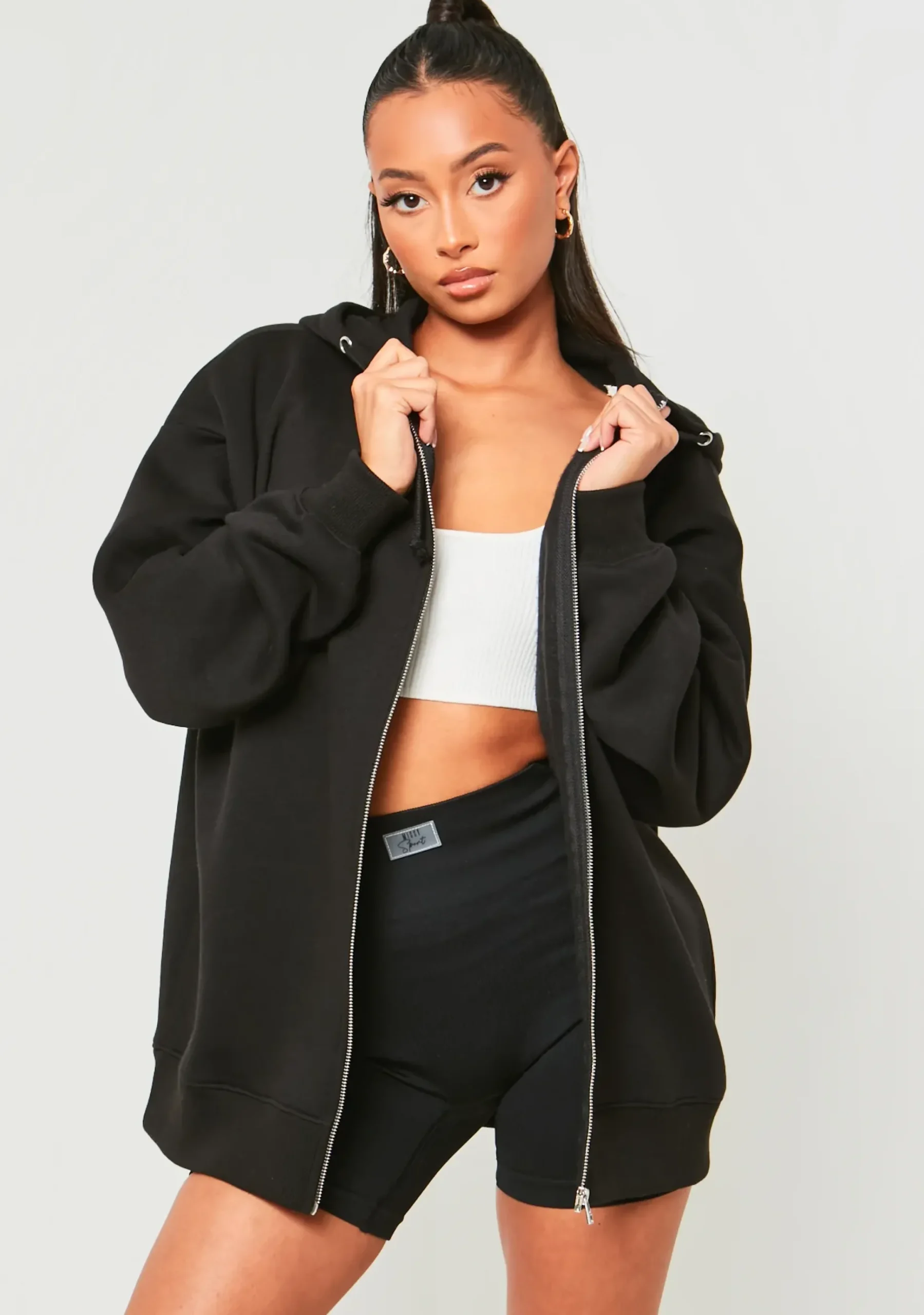 Devika Black Star Print Hoodie^Missy Empire Cheap