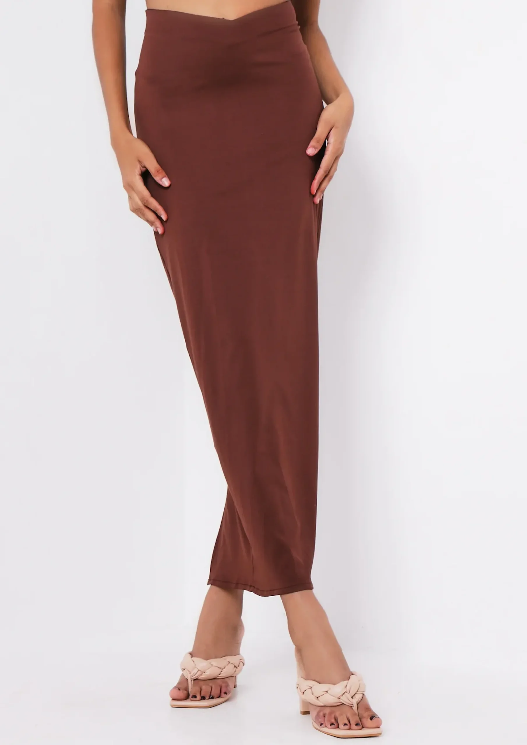 Dulcie Chocolate High Waisted Co-Ord Maxi Skirt^Missy Empire Online