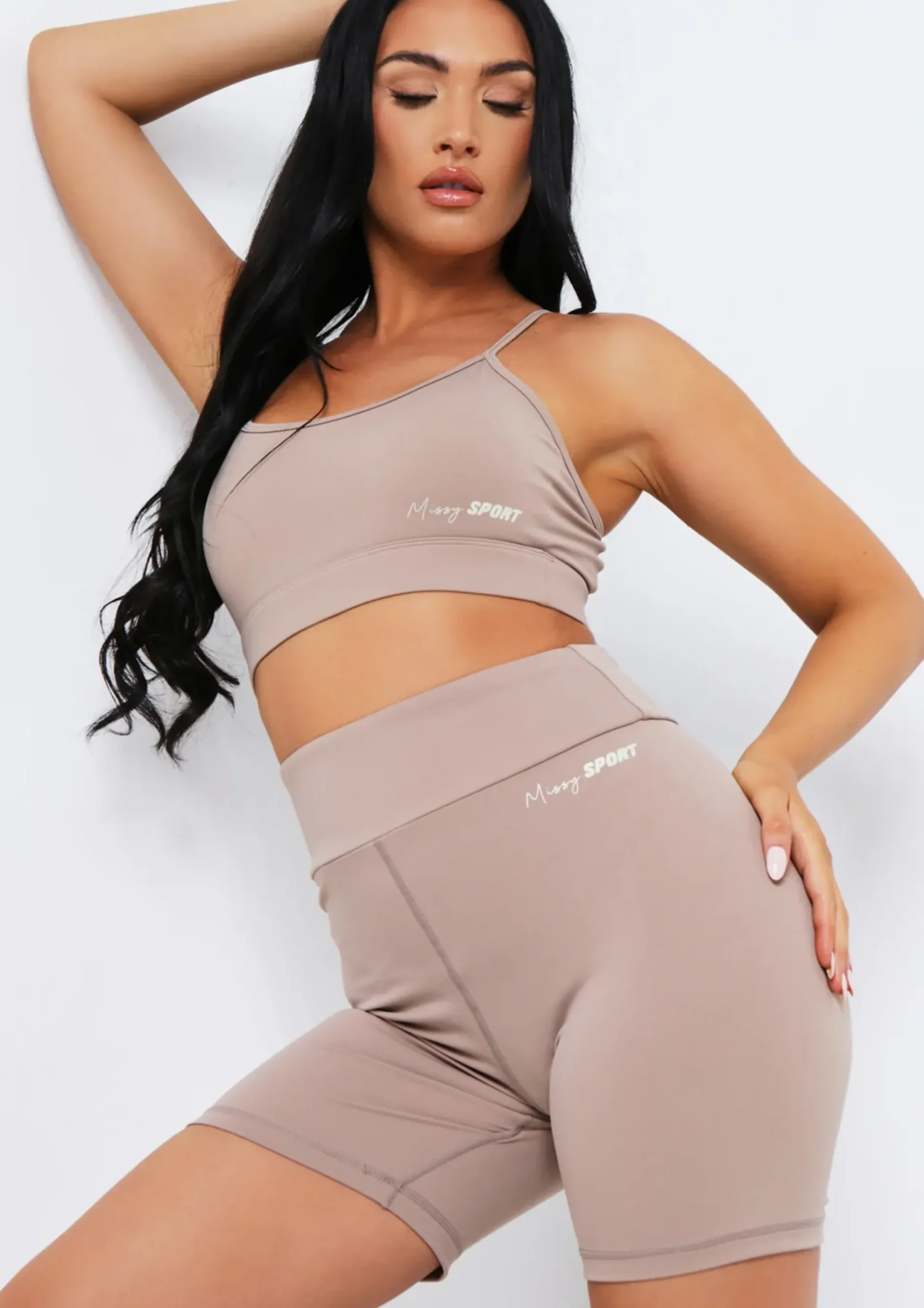Sale Eleanor Mocha Missy Sport Strappy Crop Gym Top Women Activewear