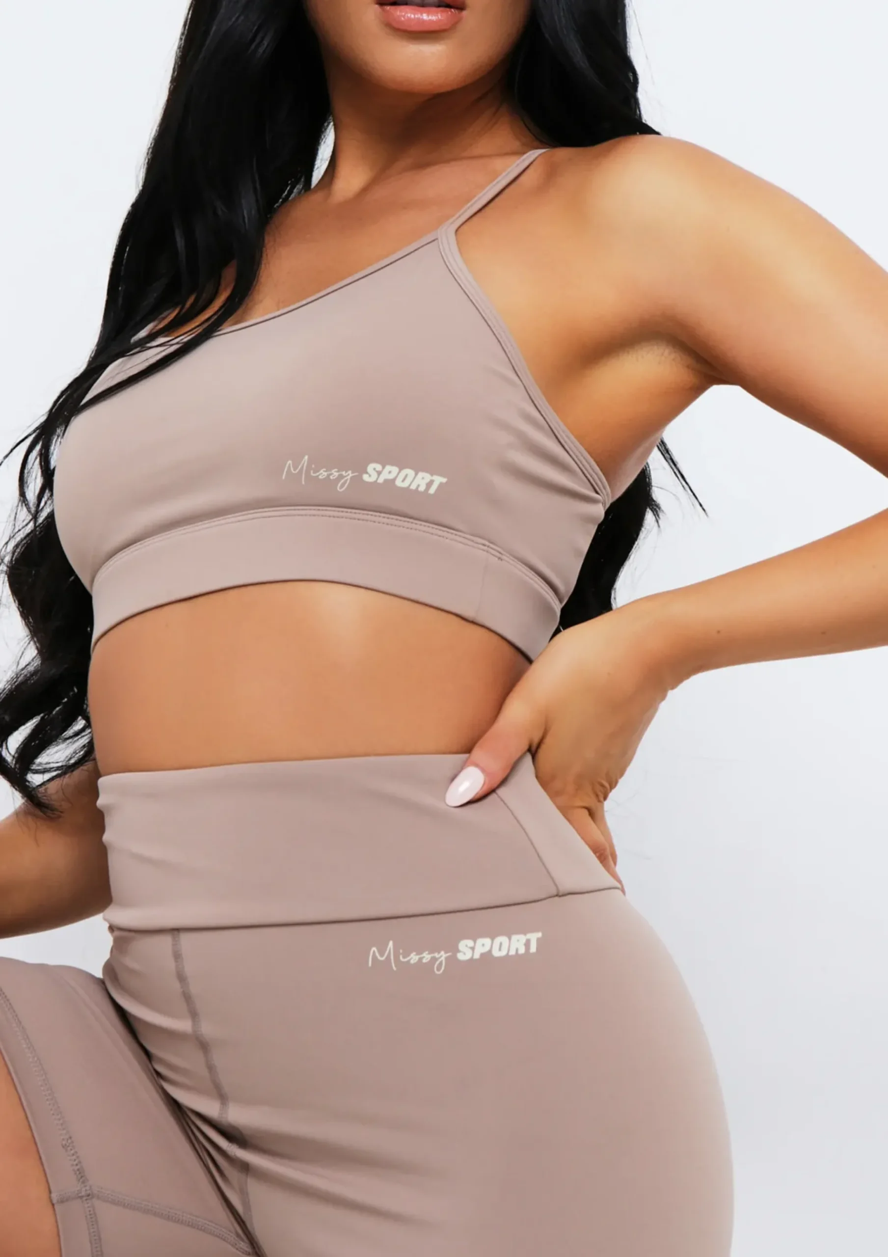 Sale Eleanor Mocha Missy Sport Strappy Crop Gym Top Women Activewear