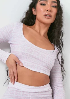 Flash Sale Elena Pink Christmas Print Legging Pyjama Set Women Nightwear