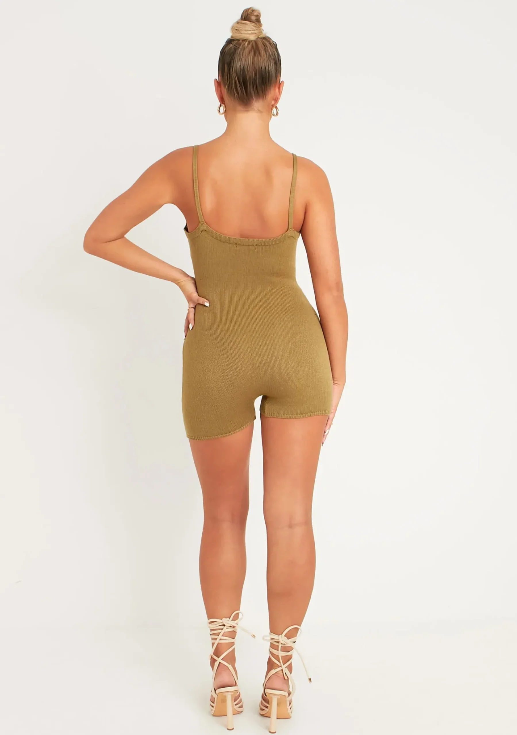 Discount Eliana Olive Thick Knitted Unitard Women Jumpsuits & Playsuits