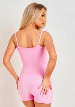 Store Eliana Pink Thick Knitted Unitard Women Loungewear