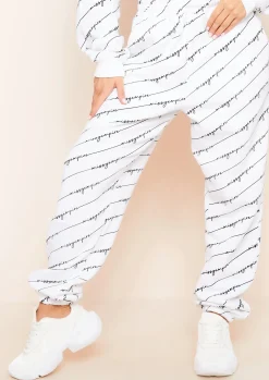 New Eliora White Repetitive Slogan Joggers Women Loungewear