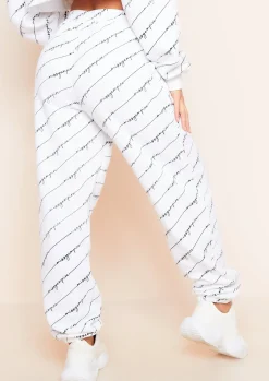 New Eliora White Repetitive Slogan Joggers Women Loungewear