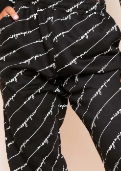 Eliora Black Repetitive Slogan Joggers^Missy Empire Flash Sale