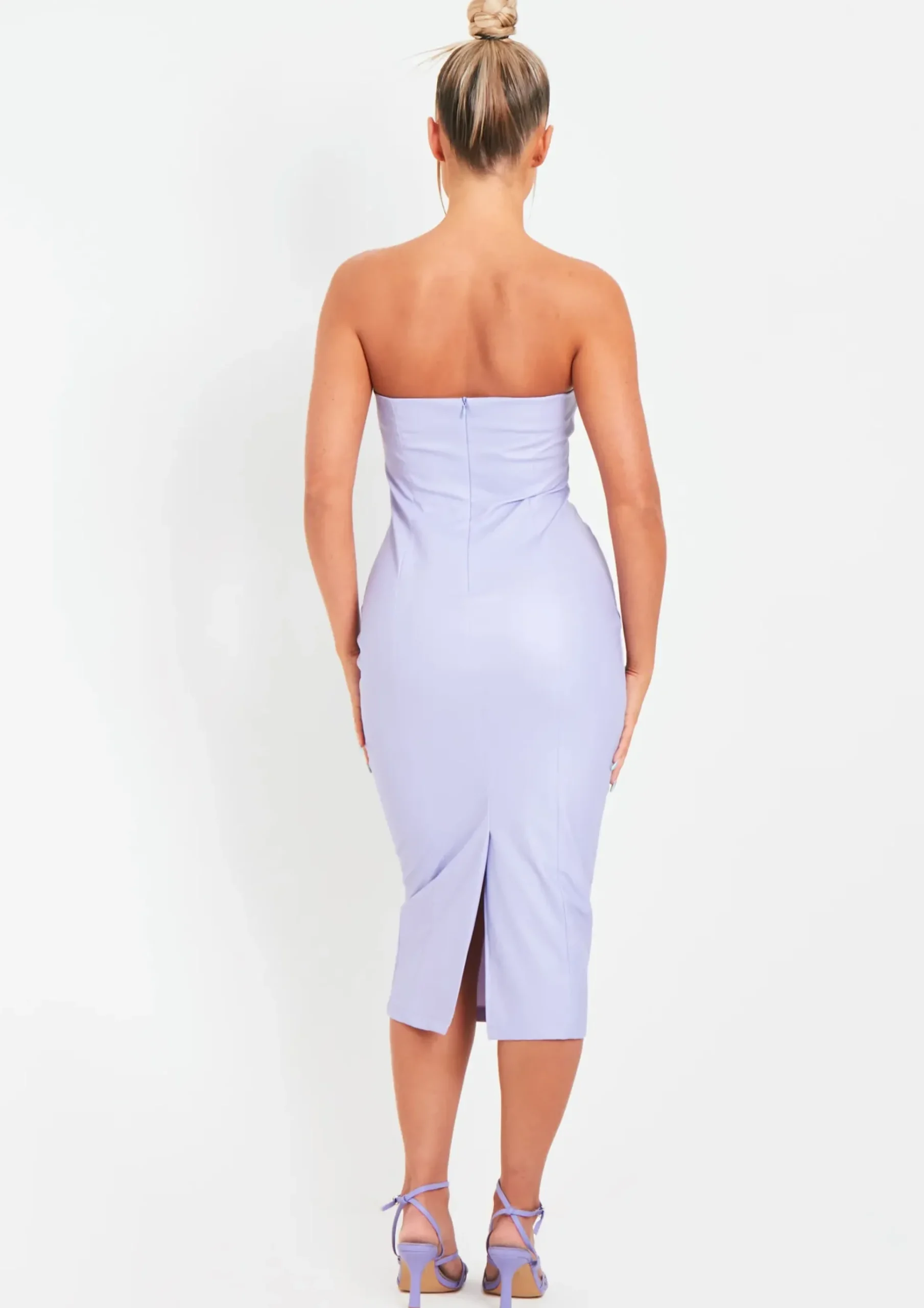 Best Sale Elle Lilac Pu Bandeau Midi Dress Women Dresses