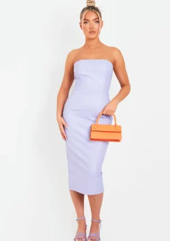 Best Sale Elle Lilac Pu Bandeau Midi Dress Women Dresses