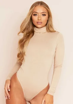 Elli Beige Basic Jersey Roll Neck Bodysuit^Missy Empire Best