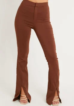 Discount Ellie Chocolate Bengaline Fit & Flare Trousers Women Trousers