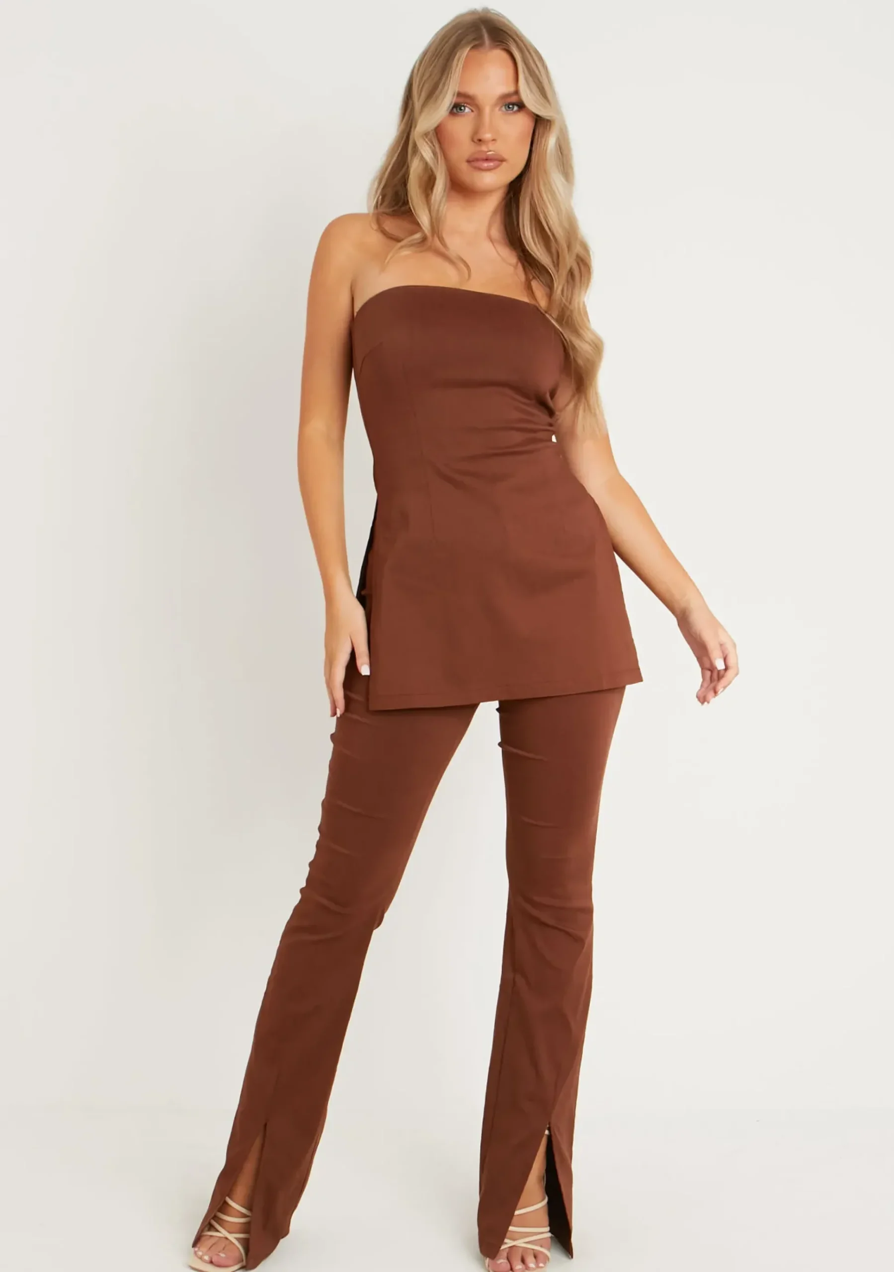 Discount Ellie Chocolate Bengaline Fit & Flare Trousers Women Trousers