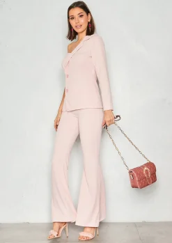 Cheap Ellie Pink High Waist Flare Trousers Women Trousers