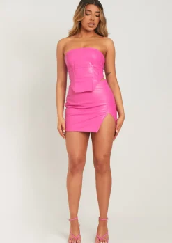Elodie Pink Pu Corset^Missy Empire New