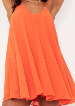 Store Elsie Orange Halter Neck Trapeze Mini Dress Women Dresses