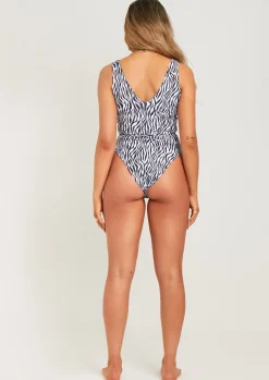 Elsie Zebra Print Plunge Swimsuit^Missy Empire Flash Sale