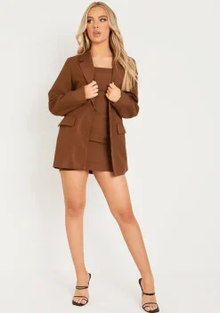 Outlet Emerson Chocolate Longline Strappy Mini Dress Women Dresses
