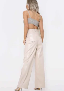 Store Emily Stone Pu Wide Leg Trousers Women Trousers