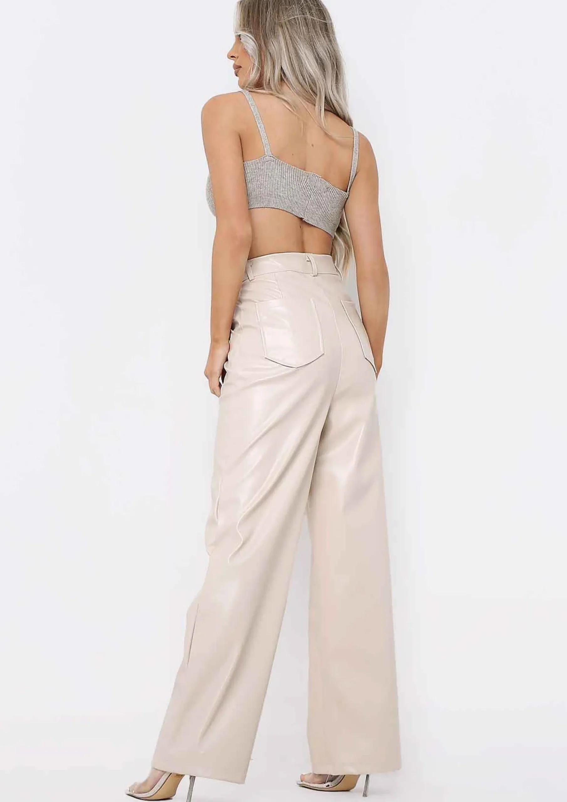 Store Emily Stone Pu Wide Leg Trousers Women Trousers