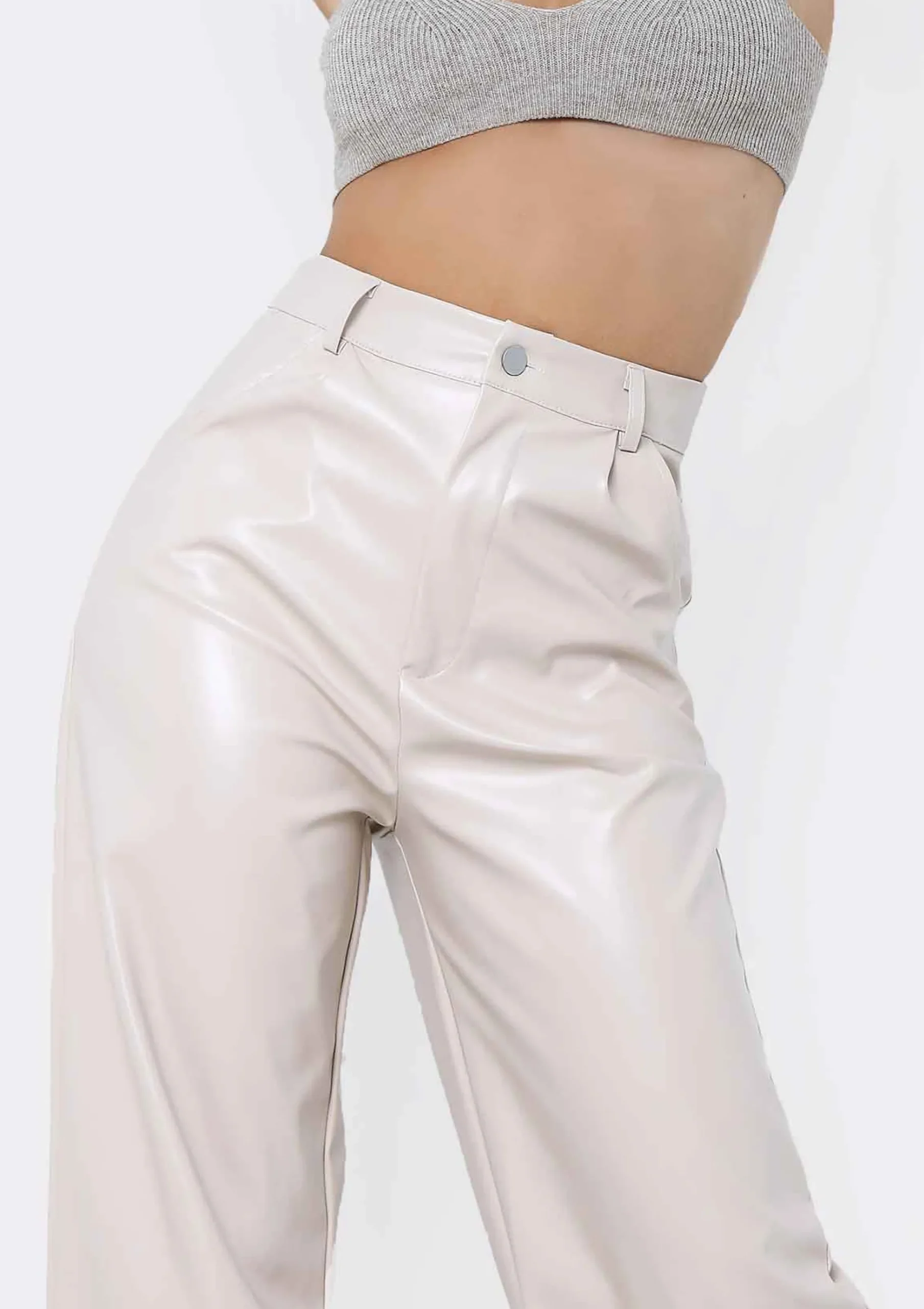 Store Emily Stone Pu Wide Leg Trousers Women Trousers