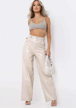 Store Emily Stone Pu Wide Leg Trousers Women Trousers