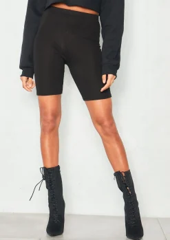 Flash Sale Emma Black High Waist Cotton Cycle Shorts Women Shorts