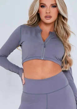 Online Emma Grey Zipper Gym Jacket Women Activewear