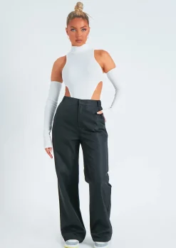 Online Emmy Black High Waisted Wide Leg Trousers Women Trousers