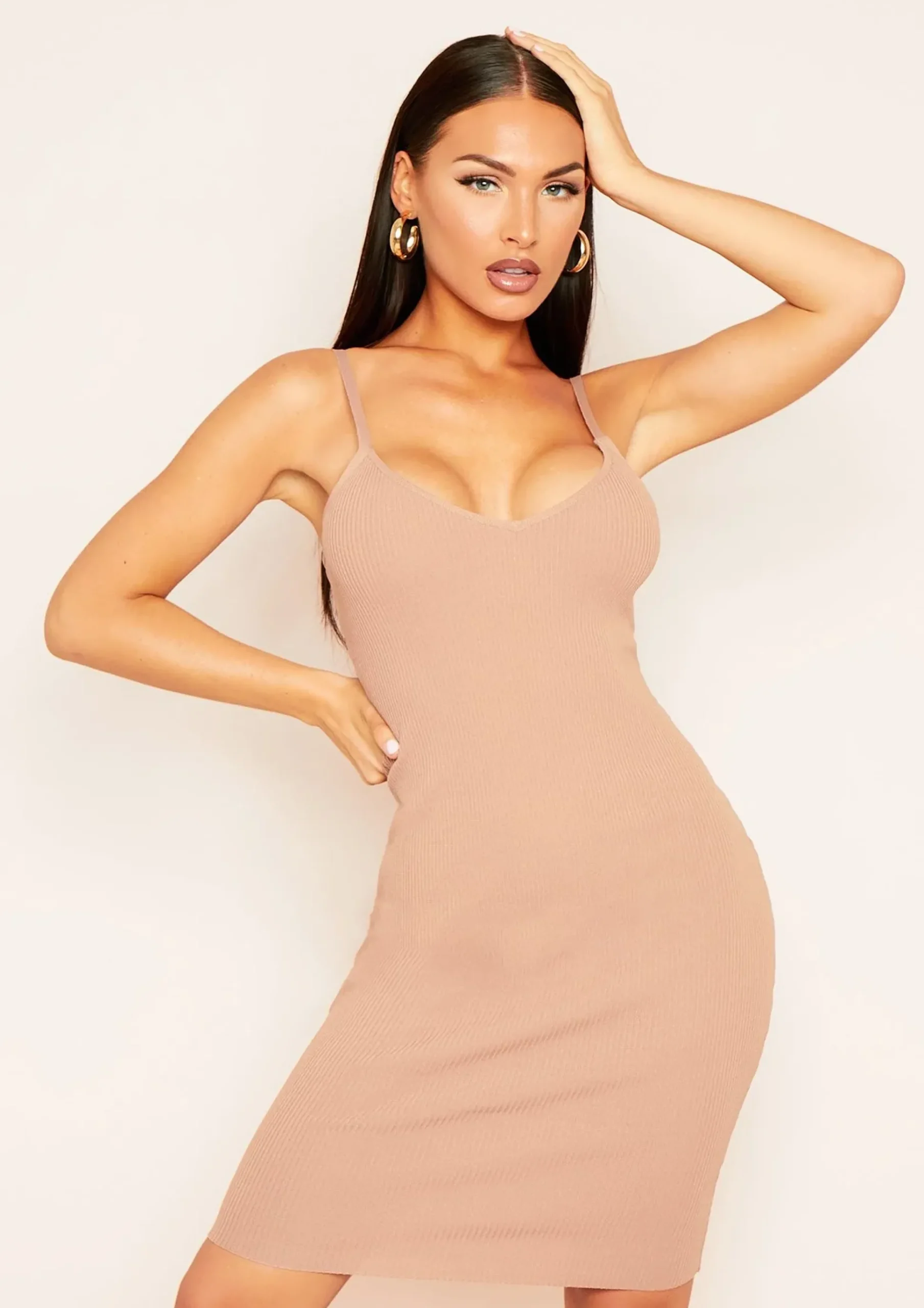 Outlet Essie Mocha Ribbed Knitted Dress Women Dresses