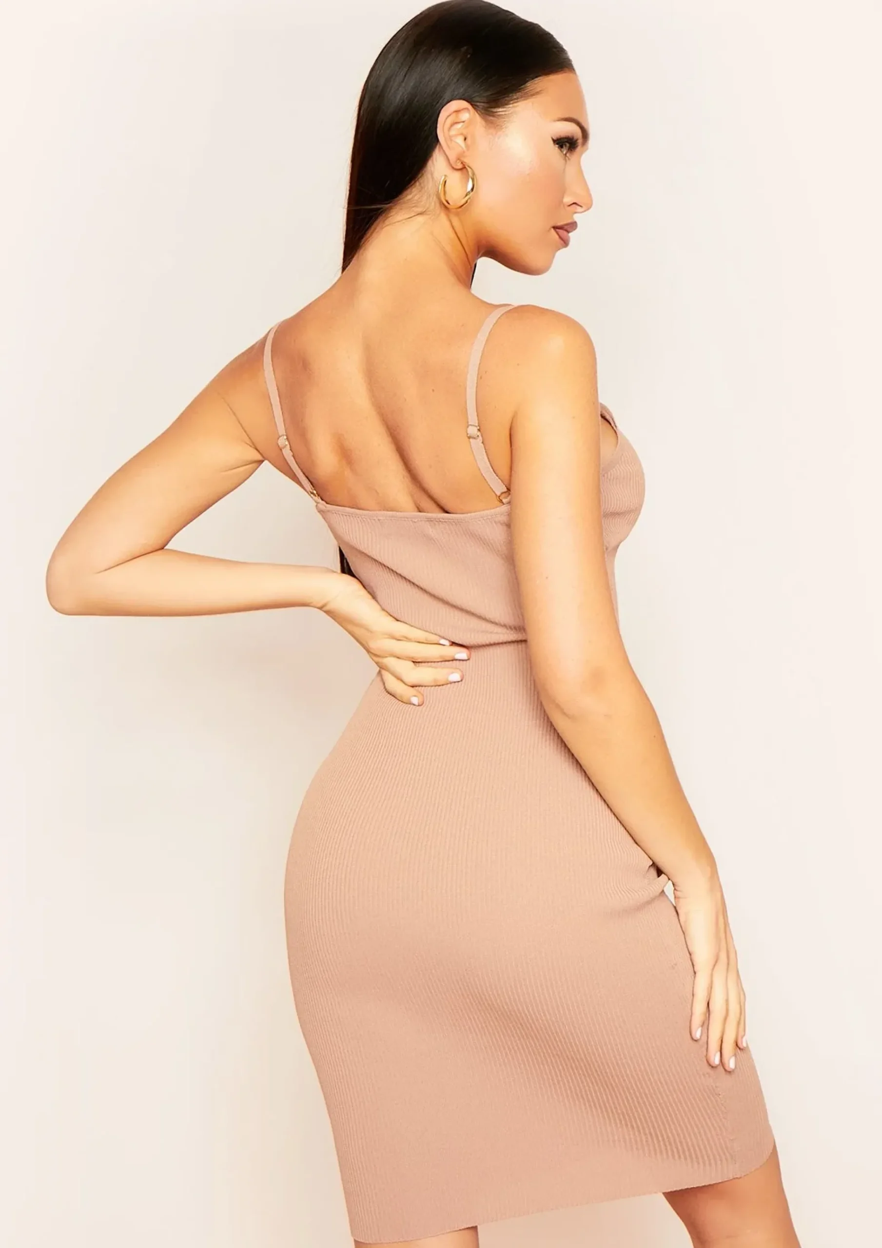 Outlet Essie Mocha Ribbed Knitted Dress Women Dresses