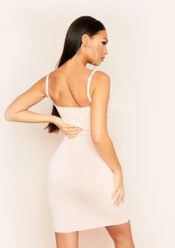New Essie Pink Ribbed Knitted Dress Women Dresses