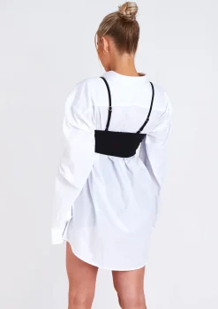 Eve Black Curved Hem Corset Crop Top^Missy Empire Shop