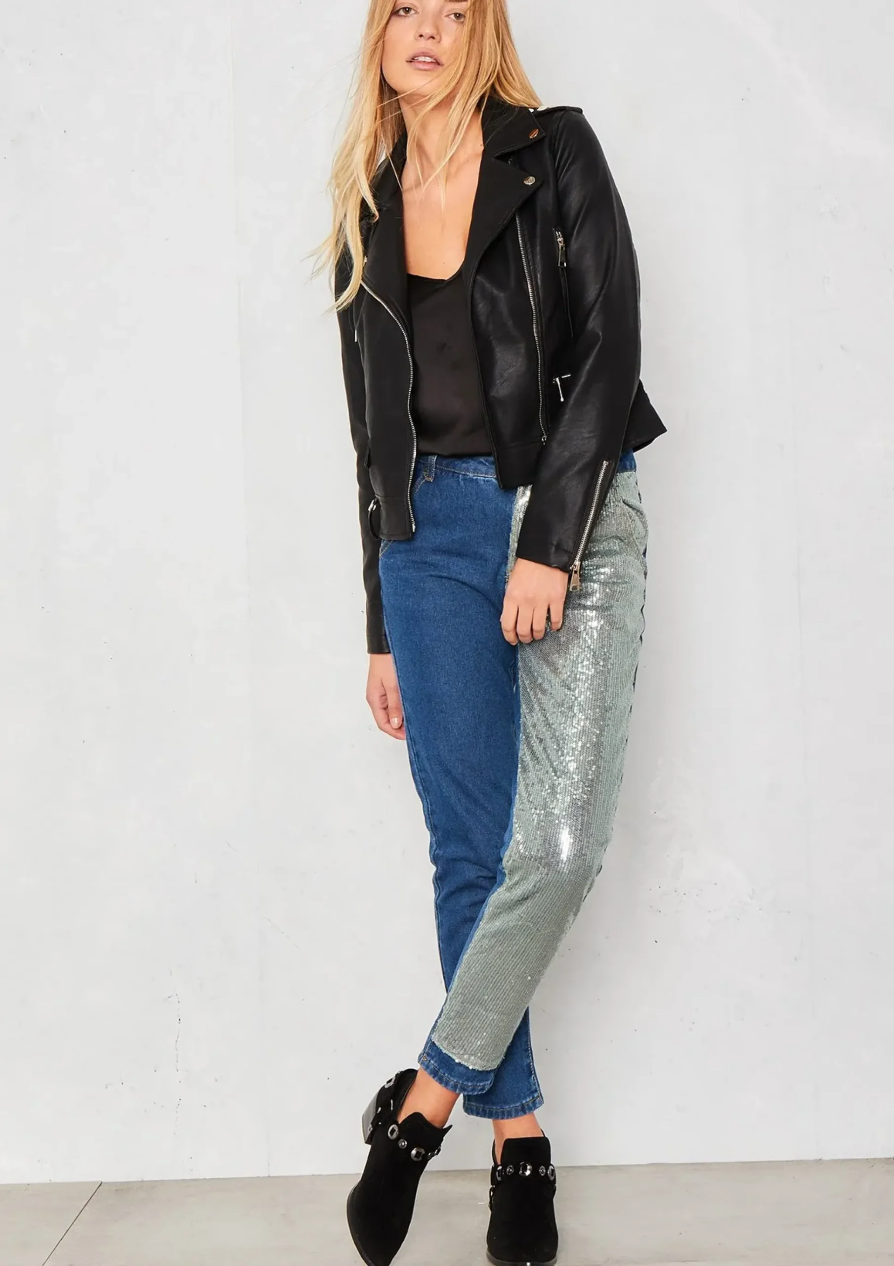 Evy Blue Denim Sequin Leg Jeans^Missy Empire Best