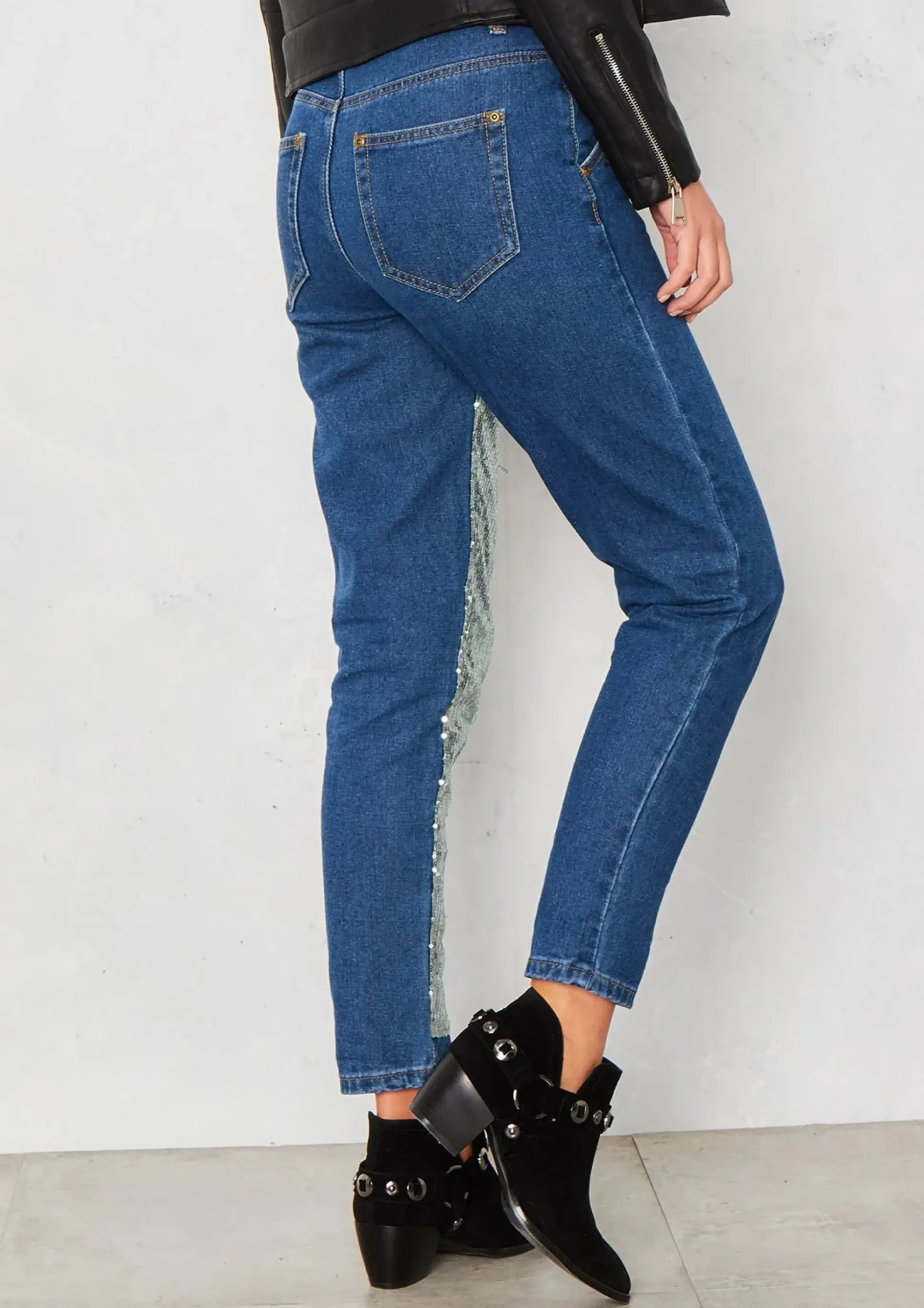 Evy Blue Denim Sequin Leg Jeans^Missy Empire Best