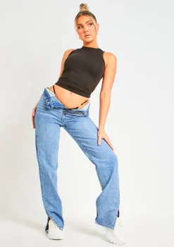 Farrah Black Premium Sculpt Racer Top^Missy Empire Shop