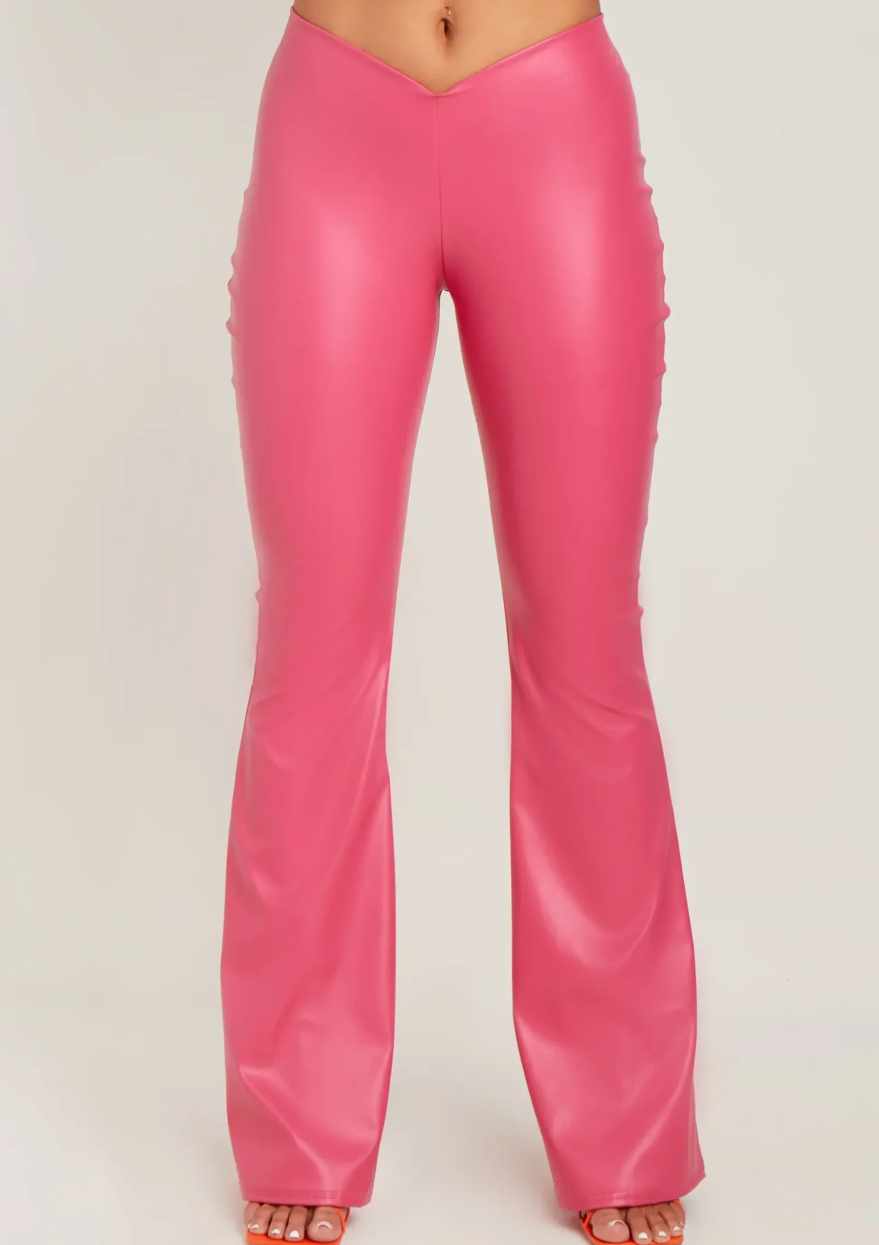 Store Felicity Pink Pu Flared Trousers Women Trousers