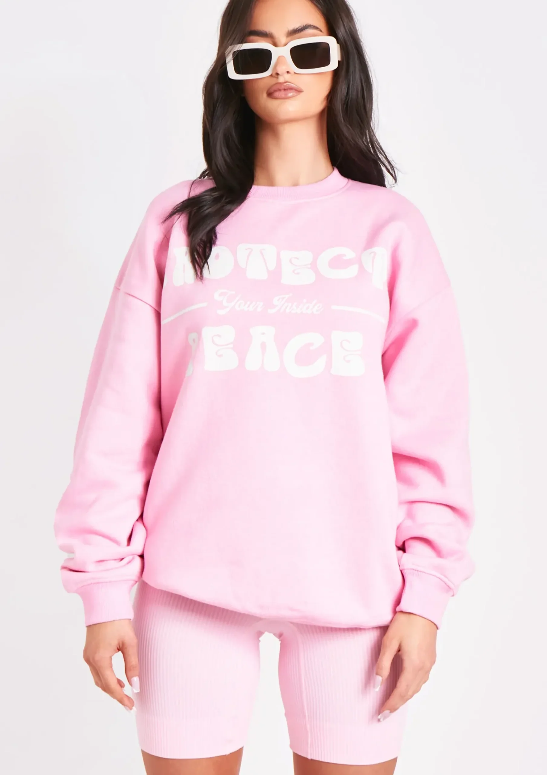 Sale Fleur Pink Protect Your Peace Oversized Sweatshirt Women Loungewear