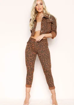 Geena Brown Leopard Print Jeans^Missy Empire Sale
