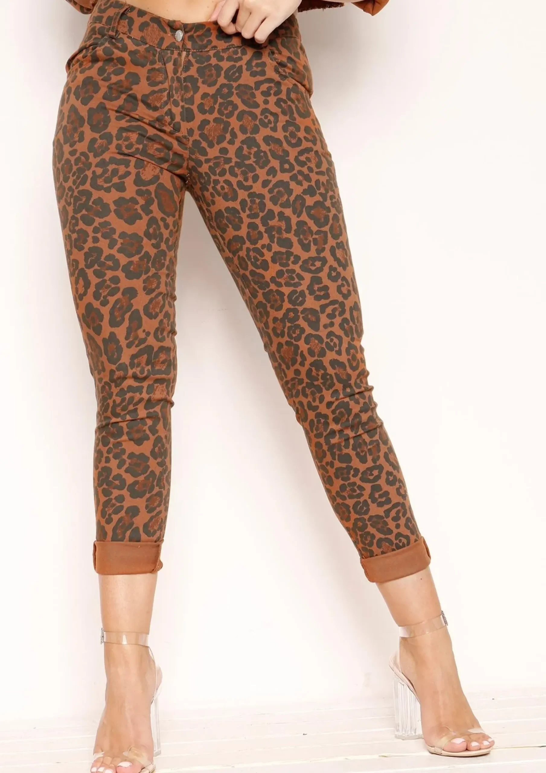 Geena Brown Leopard Print Jeans^Missy Empire Sale