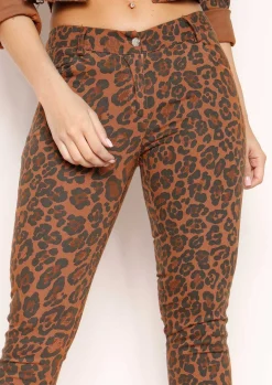Geena Brown Leopard Print Jeans^Missy Empire Sale