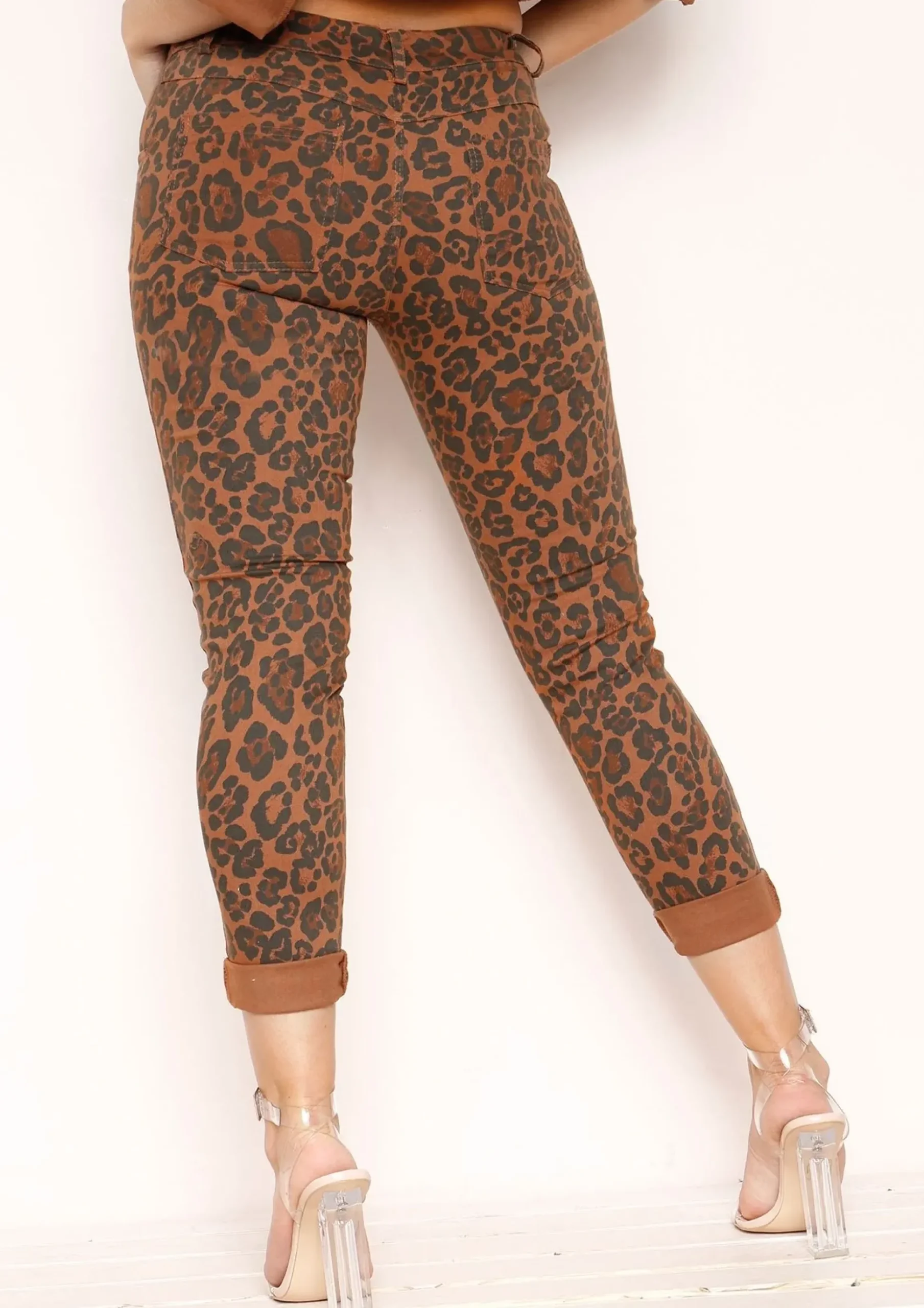 Geena Brown Leopard Print Jeans^Missy Empire Sale
