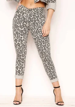 Geena Grey Leopard Print Jeans^Missy Empire Cheap