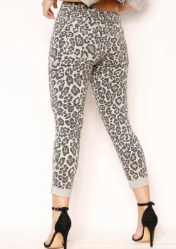 Geena Grey Leopard Print Jeans^Missy Empire Cheap