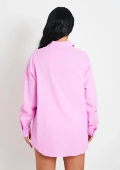 Giana Lilac Linen Oversized Shirt^Missy Empire Cheap