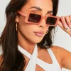 Discount Gigi Terracotta Square Frame Sunglasses Women Sunglasses