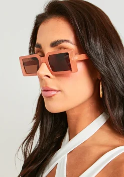 Discount Gigi Terracotta Square Frame Sunglasses Women Sunglasses