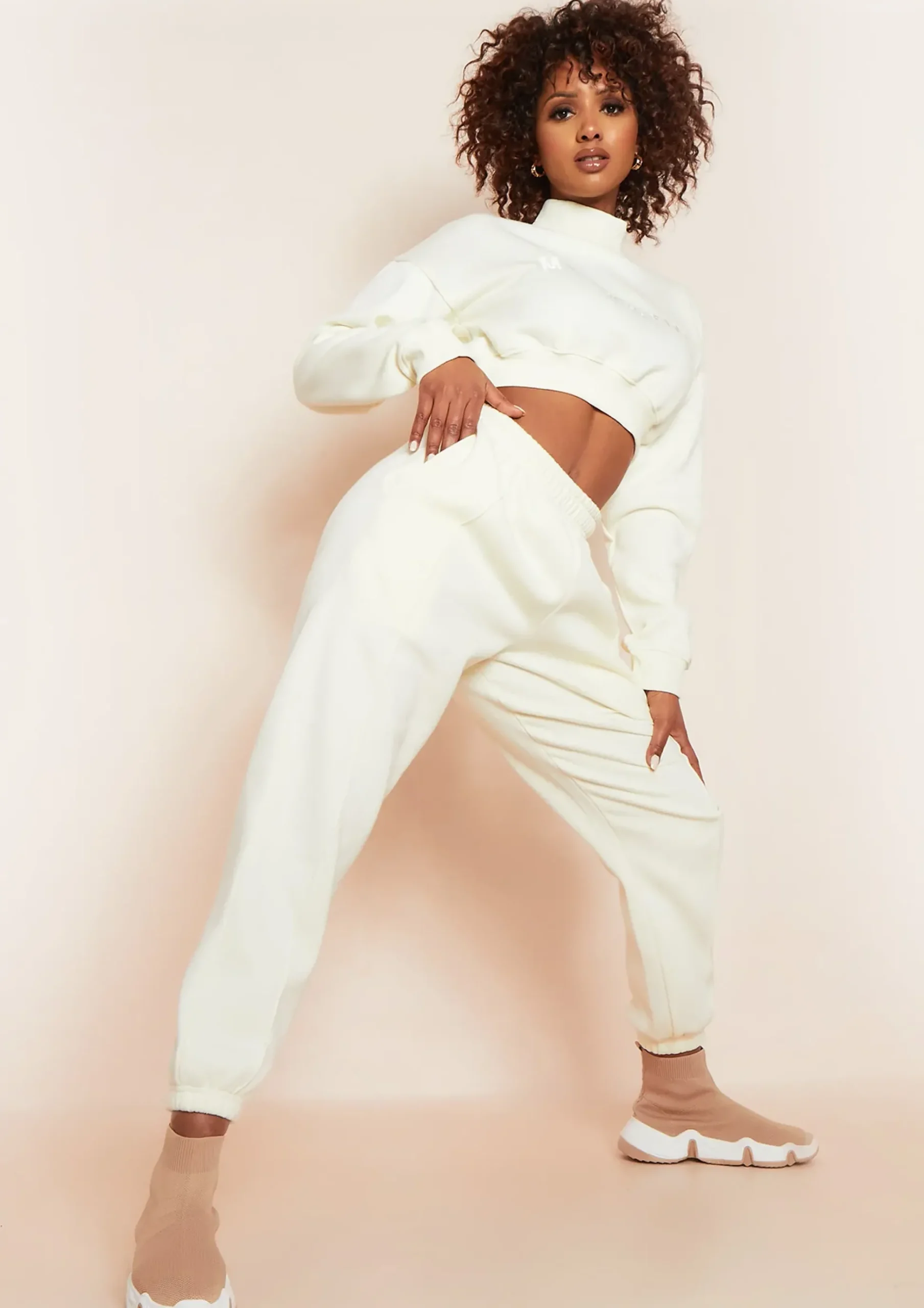 Fashion Hayley Buttercream Piping Detail Joggers Women Tracksuits