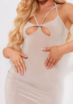 Flash Sale Hazel Beige Cut Out Mini Dress Women Dresses