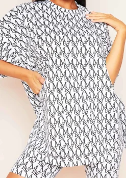 Heidi White Missy Print Branded Oversized T-Shirt^Missy Empire New